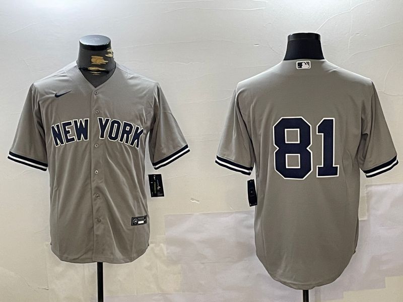 Men New York Yankees 81 No Name Grey Game 2024 Nike MLB Jersey style 10272